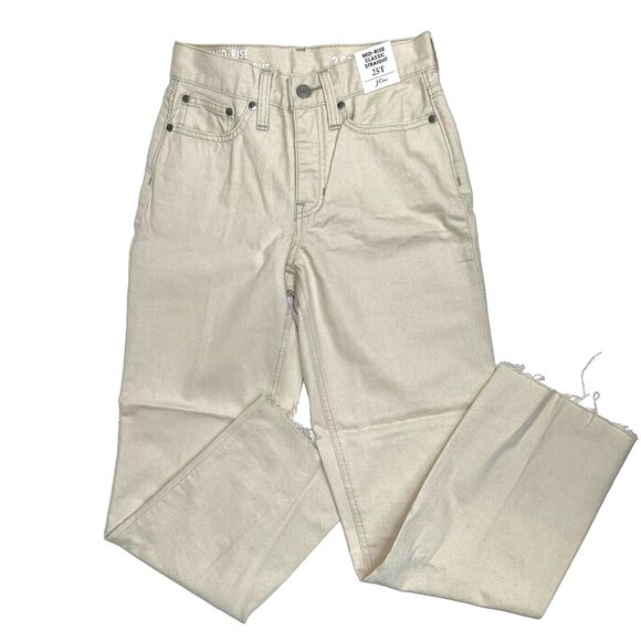 NWT J.Crew Mid-Rise Classic Straight 90's Jeans Natural Ecru Beige Women Tall 25 - Picture 2 of 9
